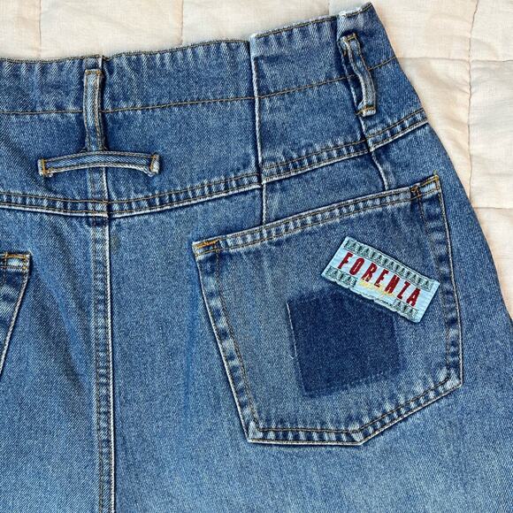 Vintage Denim - Vintage Forenza 100% Cotton Worn in Pleated High Rise Mom Jeans - 14